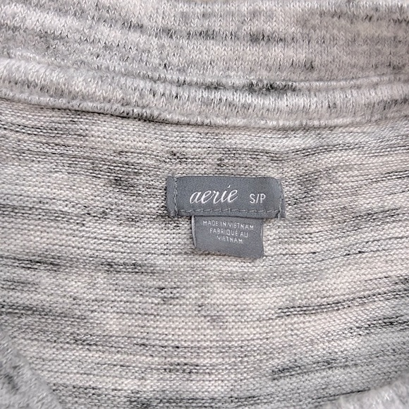 Aerie Oversized Long Sleeve Crewneck Pullover Sweatshirt Marled Grey Size S - Picture 6 of 9